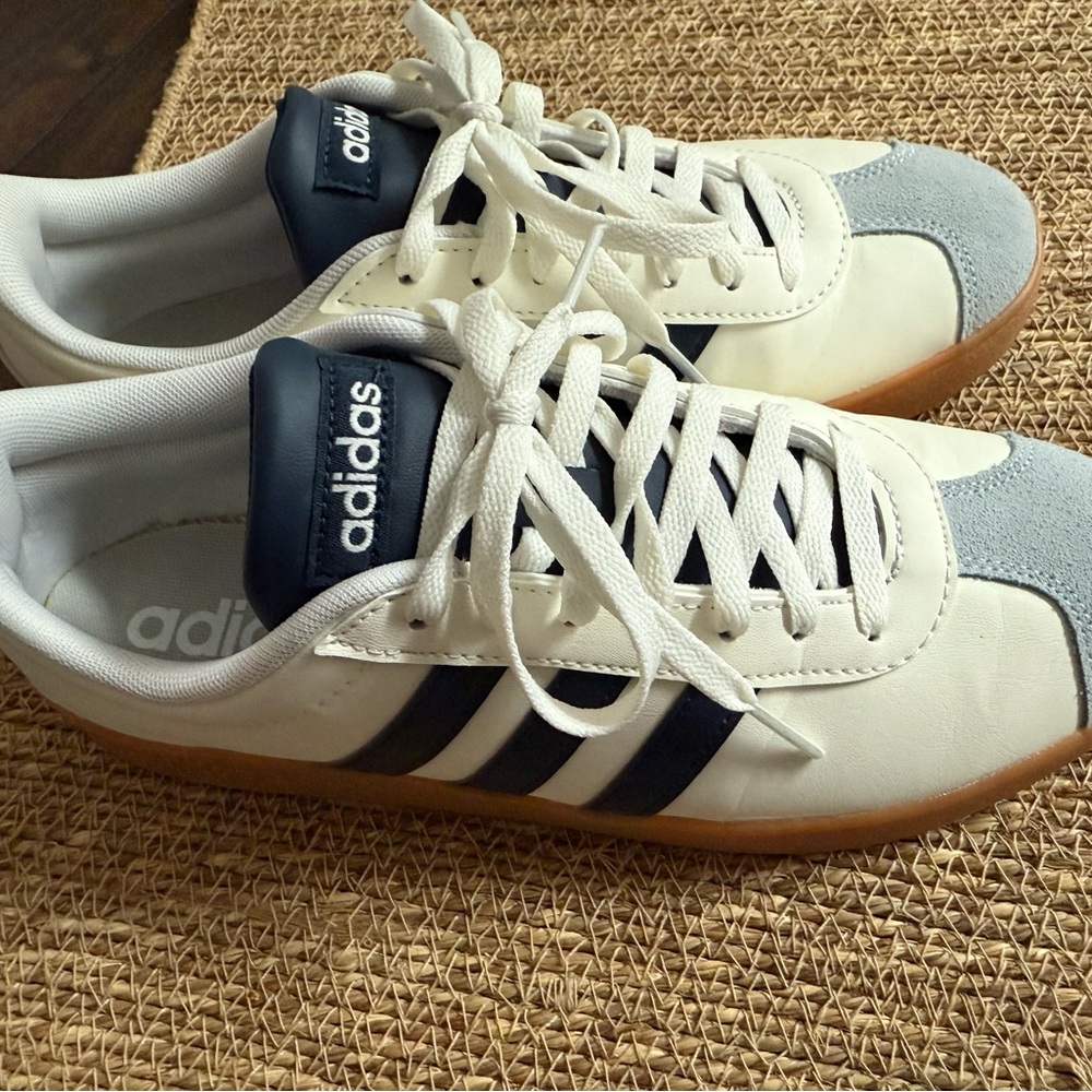 Adidas White and Blue Sneakers like new worn 1 time